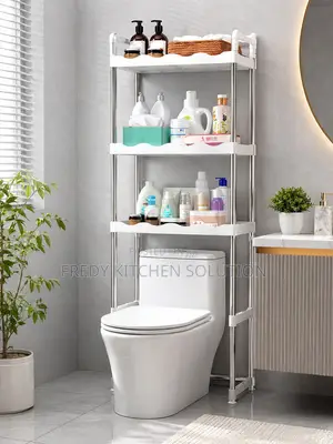 -Layers Stainless Steel Toilet Rack With Plastic Shelves
