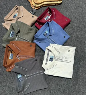 Multi-Color Zip-Neck Ribbed Polo Shirts