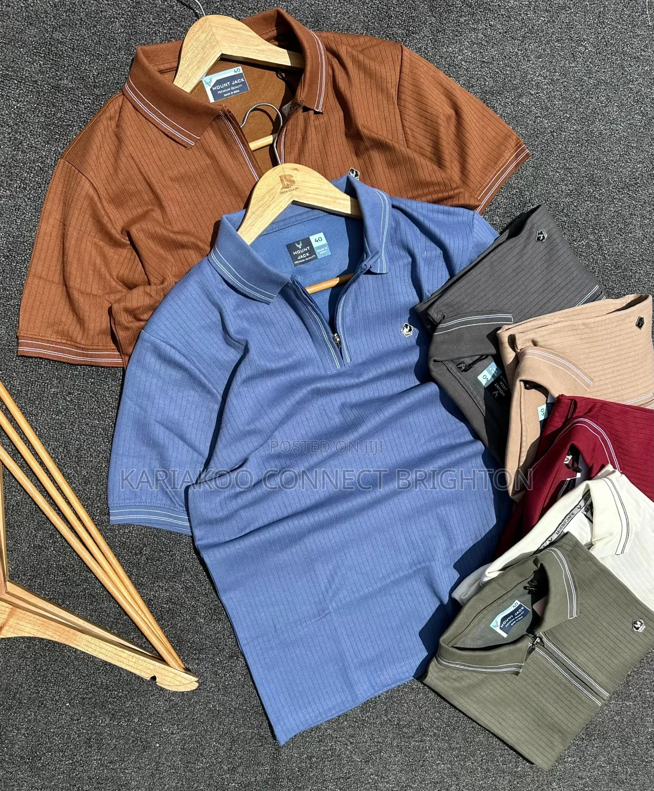 Multi-Color Zip-Neck Ribbed Polo Shirts