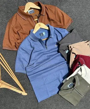 Multi-Color Zip-Neck Ribbed Polo Shirts