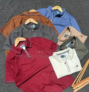 Multi-Color Zip-Neck Ribbed Polo Shirts
