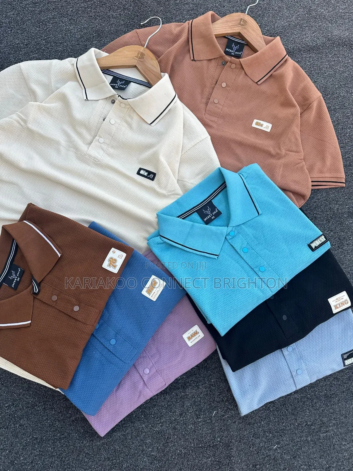 Multi-Color Textured Knit Polo Shirts
