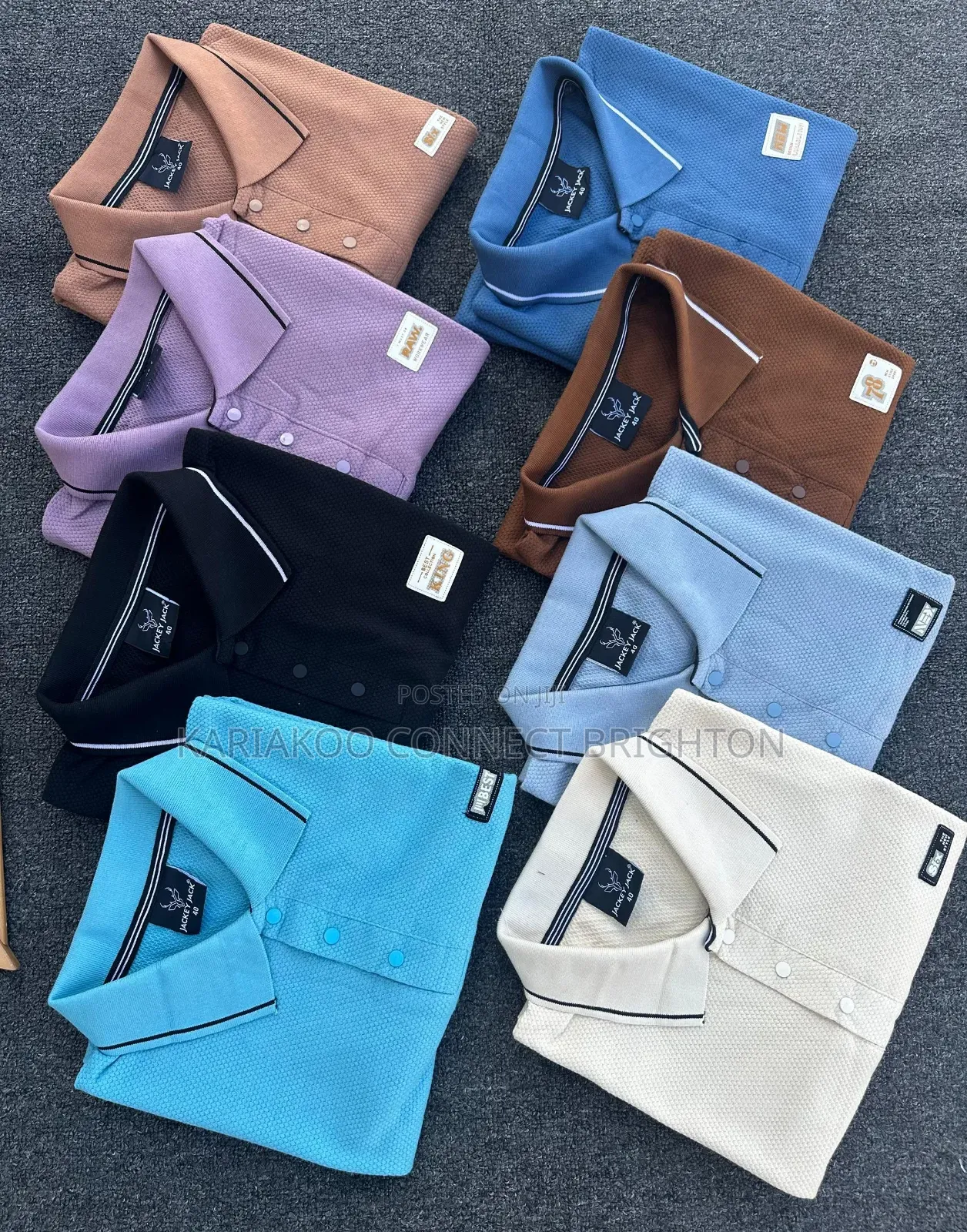 Multi-Color Textured Knit Polo Shirts