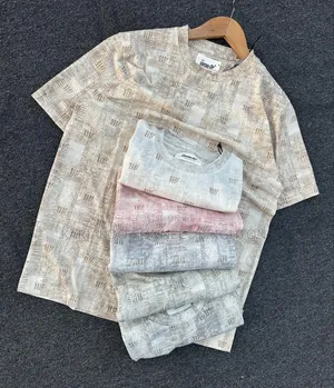 Multi-Color Textured Pattern Crewneck T-Shirts