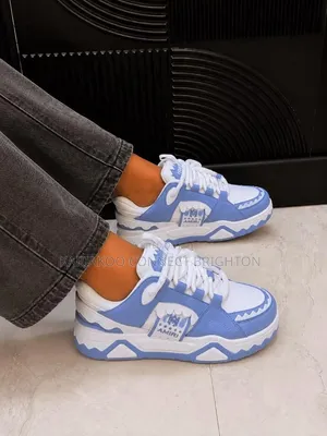 White and Blue Amir Sneakers