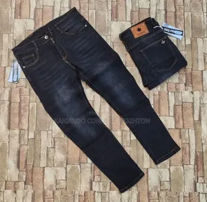 Olive Acid-Wash / Textured Denim Trousers