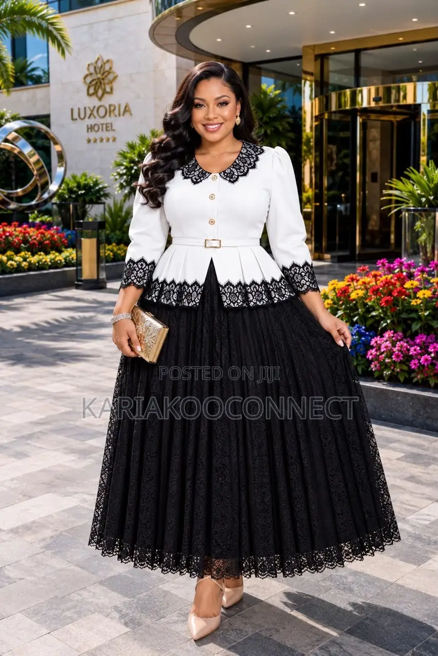 Lace Peplum Gown With Belt