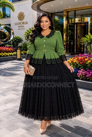 Lace Peplum Gown With Belt