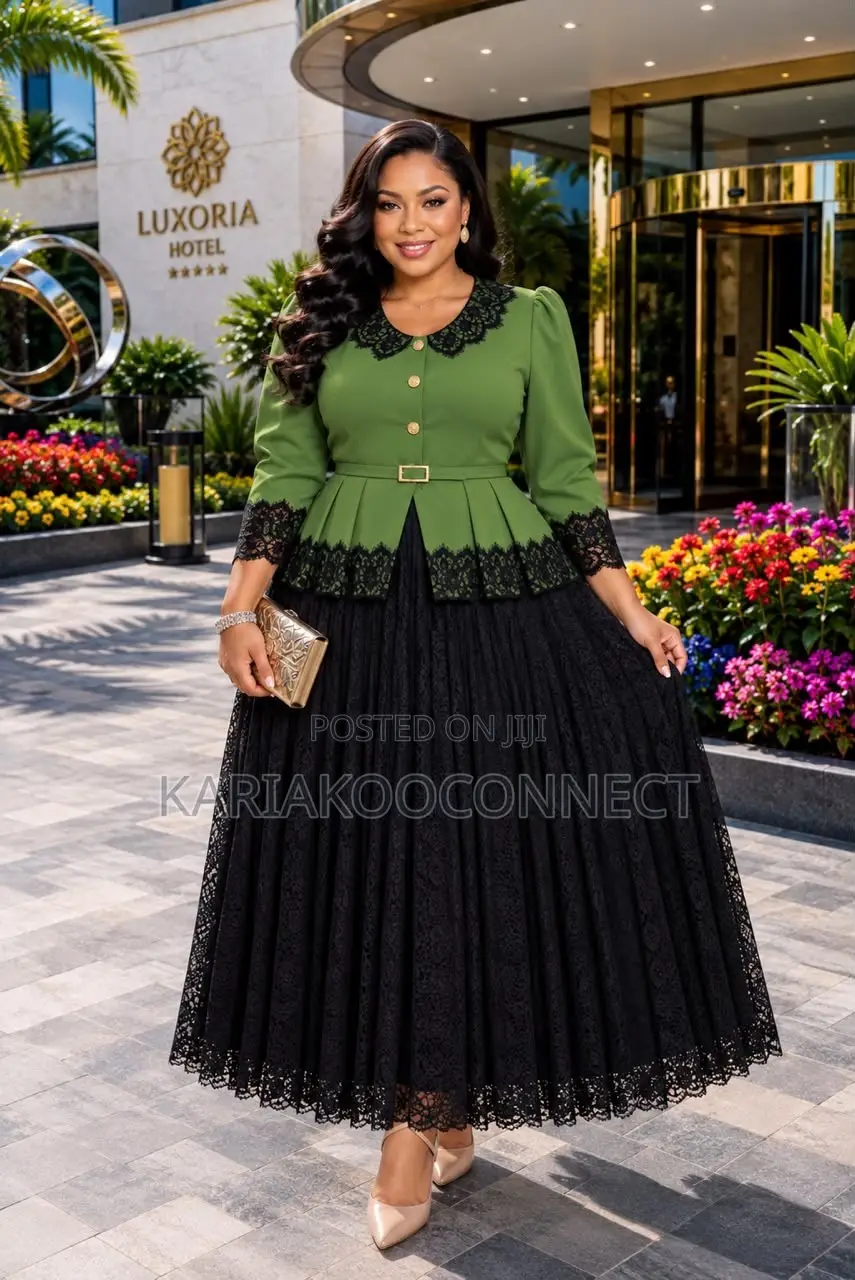 Lace Peplum Gown With Belt