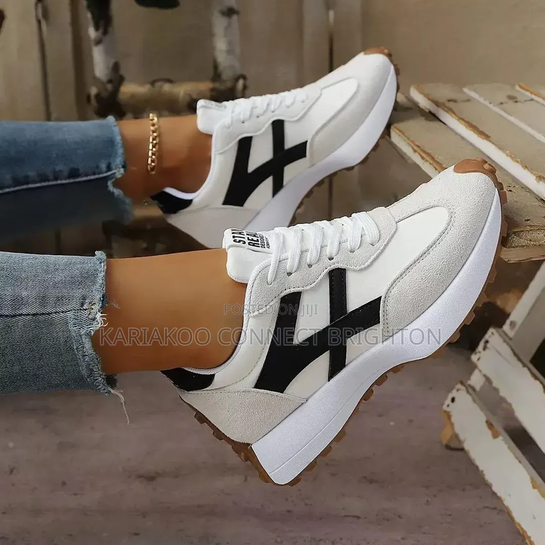 Beige Navy Sneakers (Stay Real