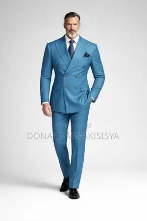 Sky Blue Double-Breasted Suit