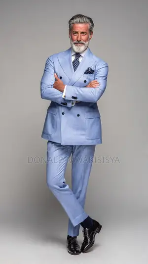 Sky Blue Double-Breasted Suit