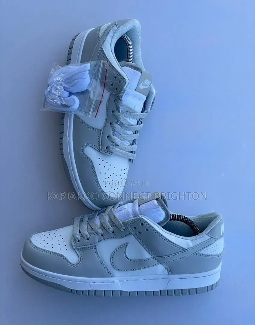 Grey White Nike Dunk Low Sneakers