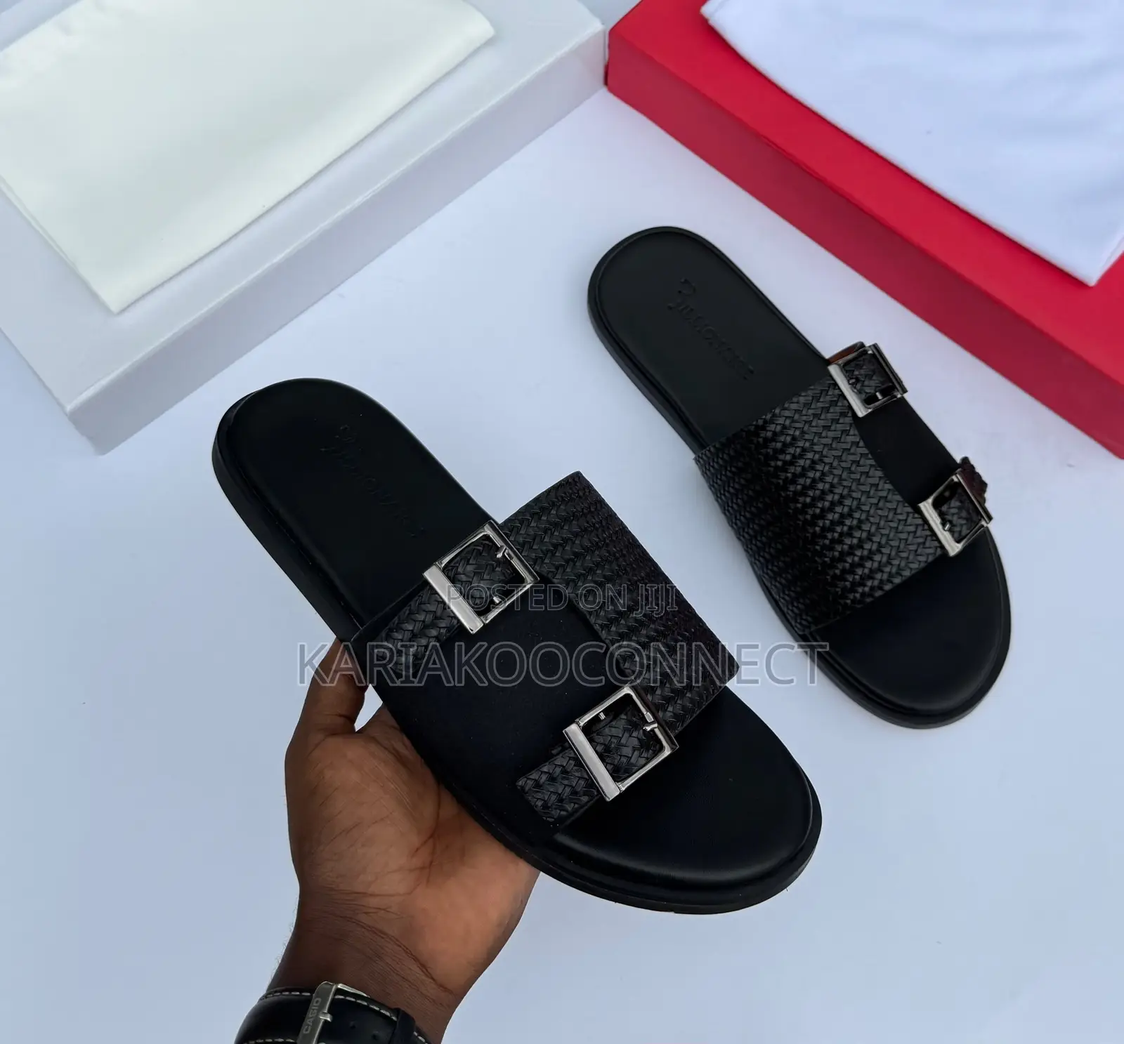 Billionaire Double Buckle Slides