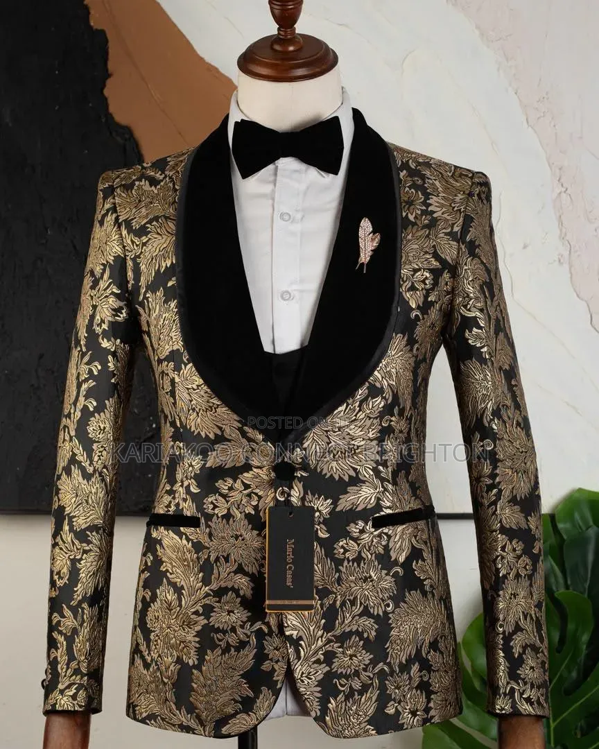 Black Gold Floral Jacquard 3-Piece Combo