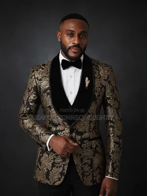 Black Gold Floral Jacquard 3-Piece Combo