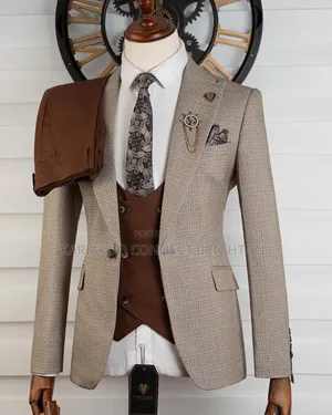 Light Brown Checkered Peak-Lapel Combo