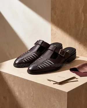 Black Buckled Cutout Slides / Roman Sandals