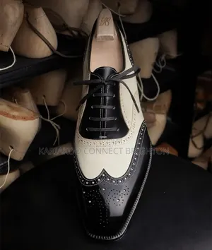Black Cream Two-Tone Brogue Oxfords