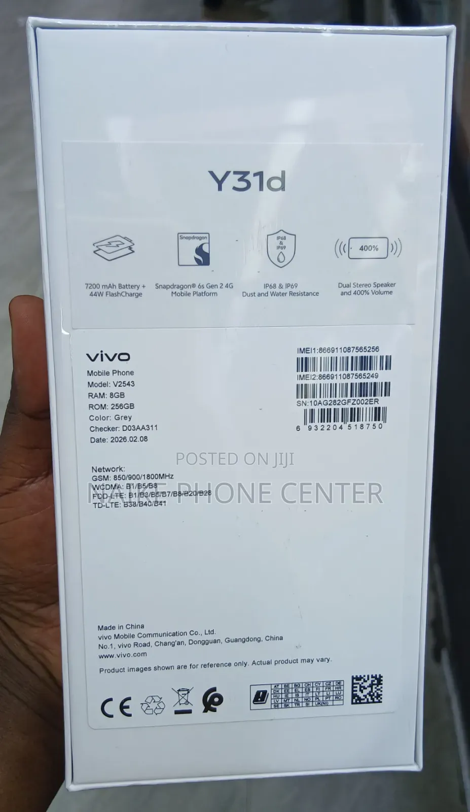 New Vivo Y31d 256 GB Gray