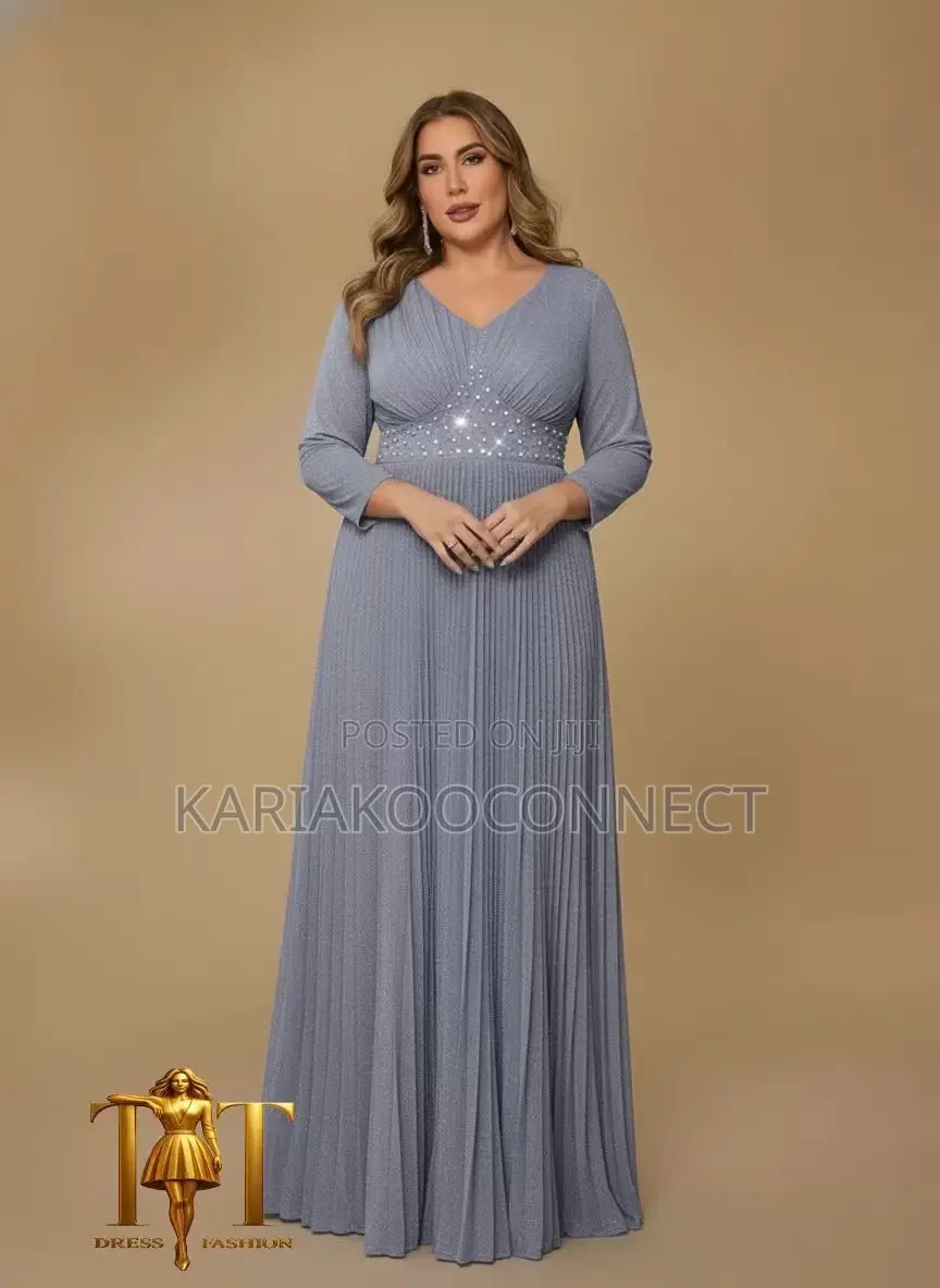 Jeweled Waist Glitter Gown