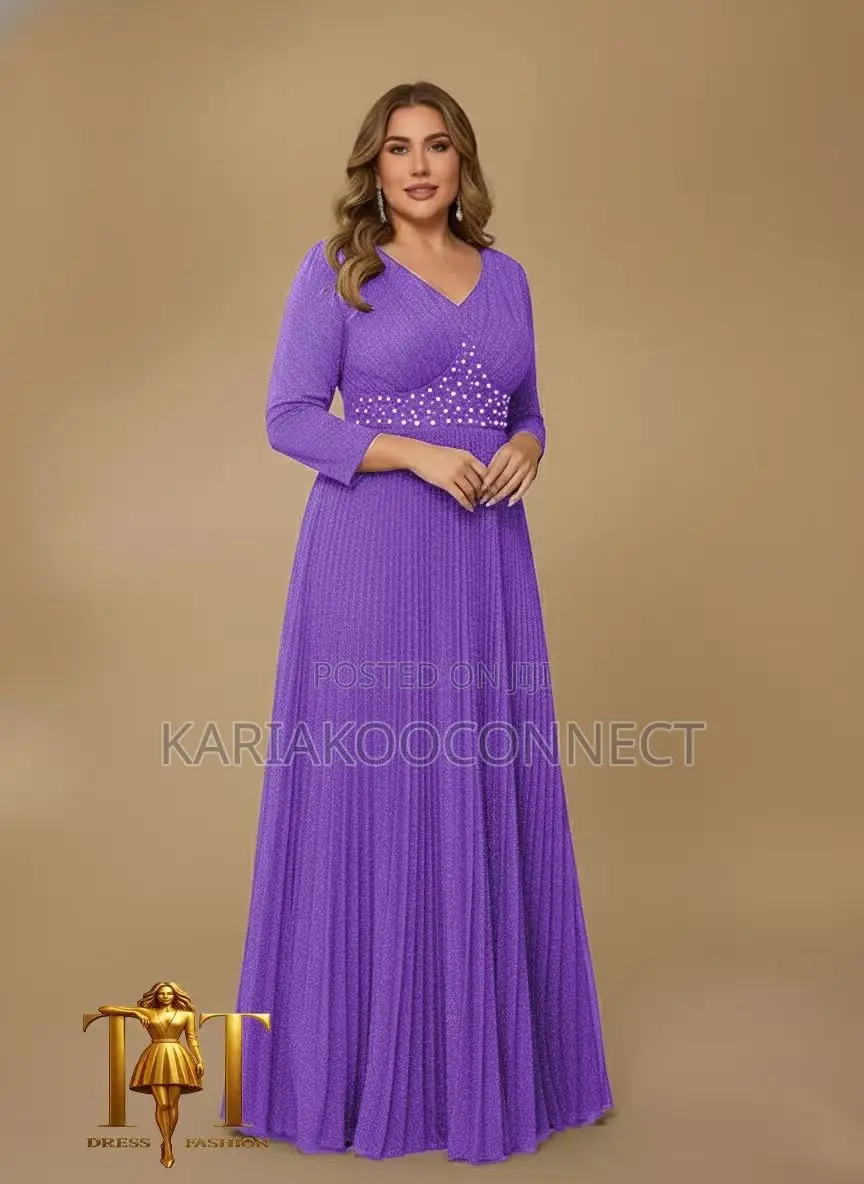 Jeweled Waist Glitter Gown