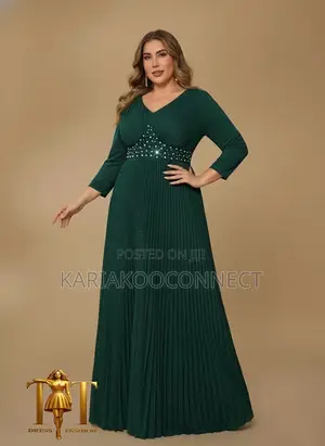 Jeweled Waist Glitter Gown