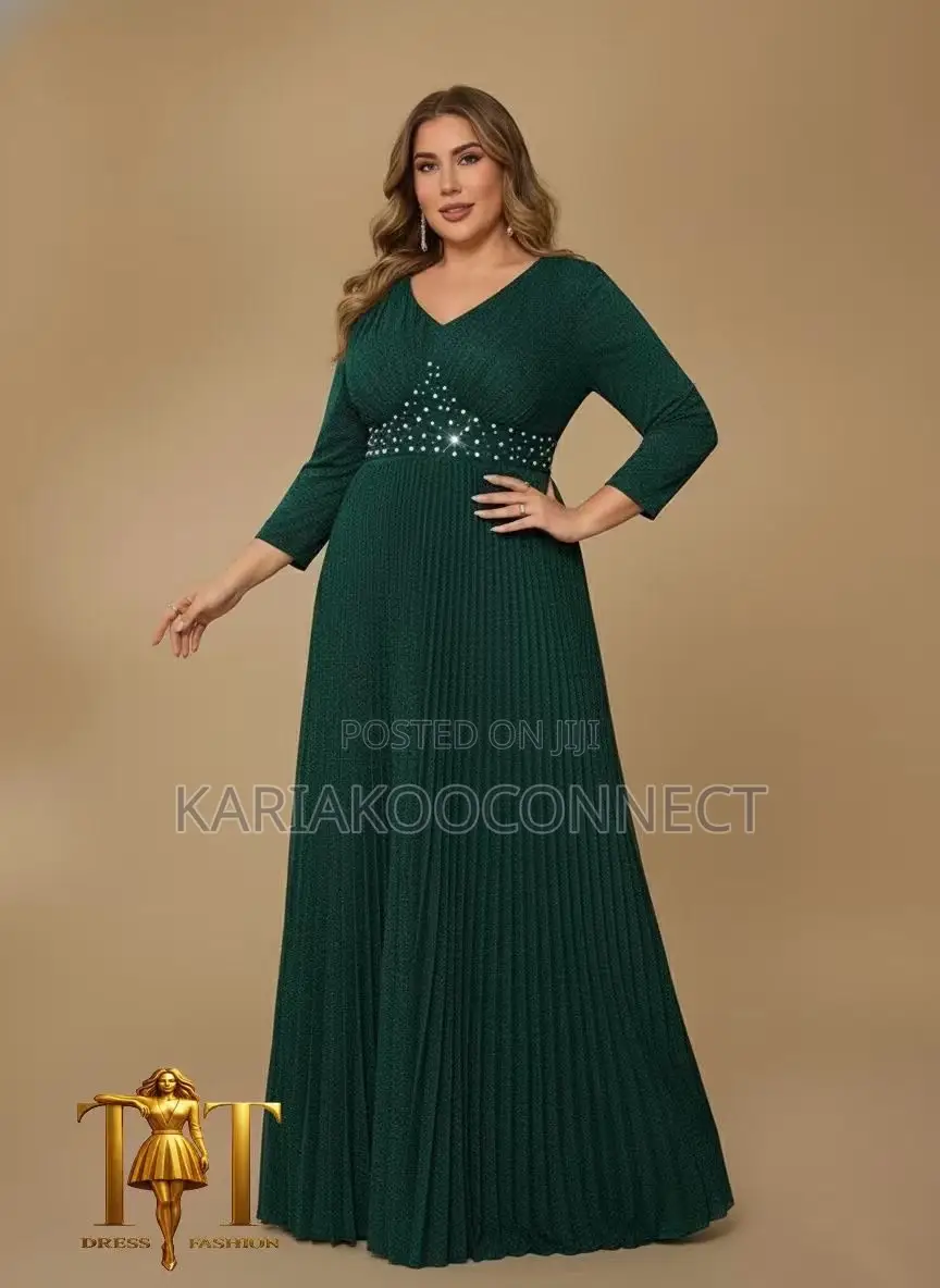 Jeweled Waist Glitter Gown