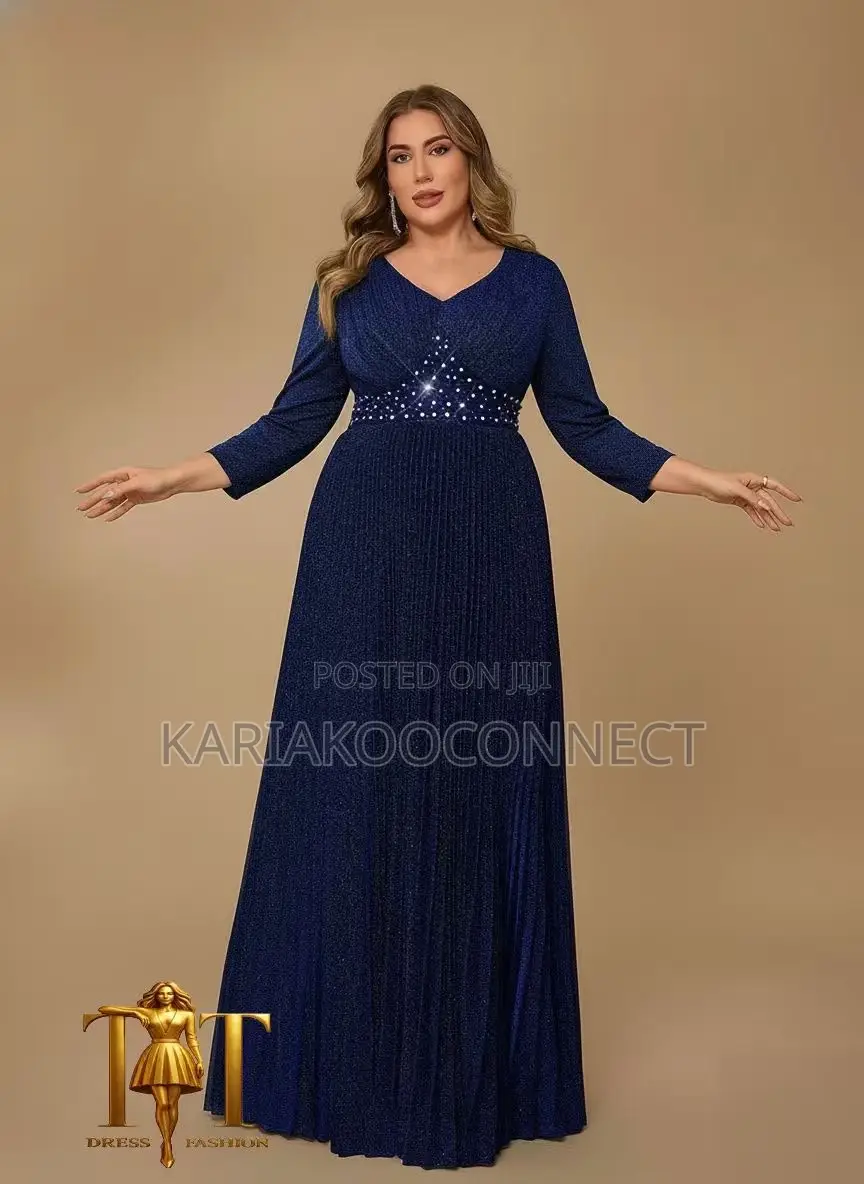 Jeweled Waist Glitter Gown