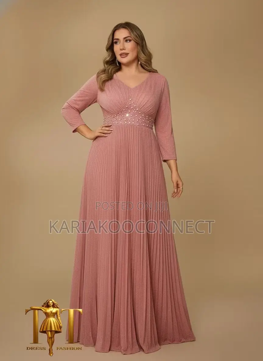Jeweled Waist Glitter Gown