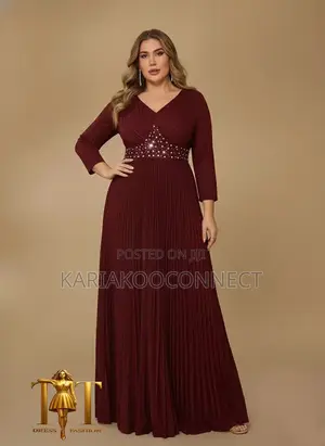 Jeweled Waist Glitter Gown