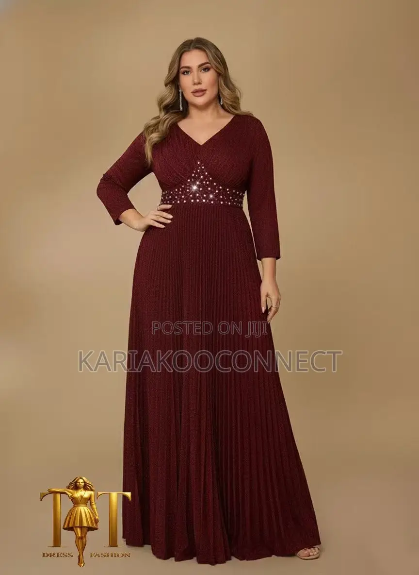 Jeweled Waist Glitter Gown