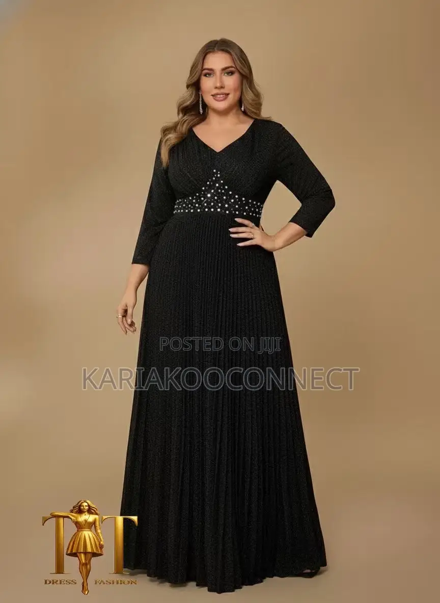 Jeweled Waist Glitter Gown