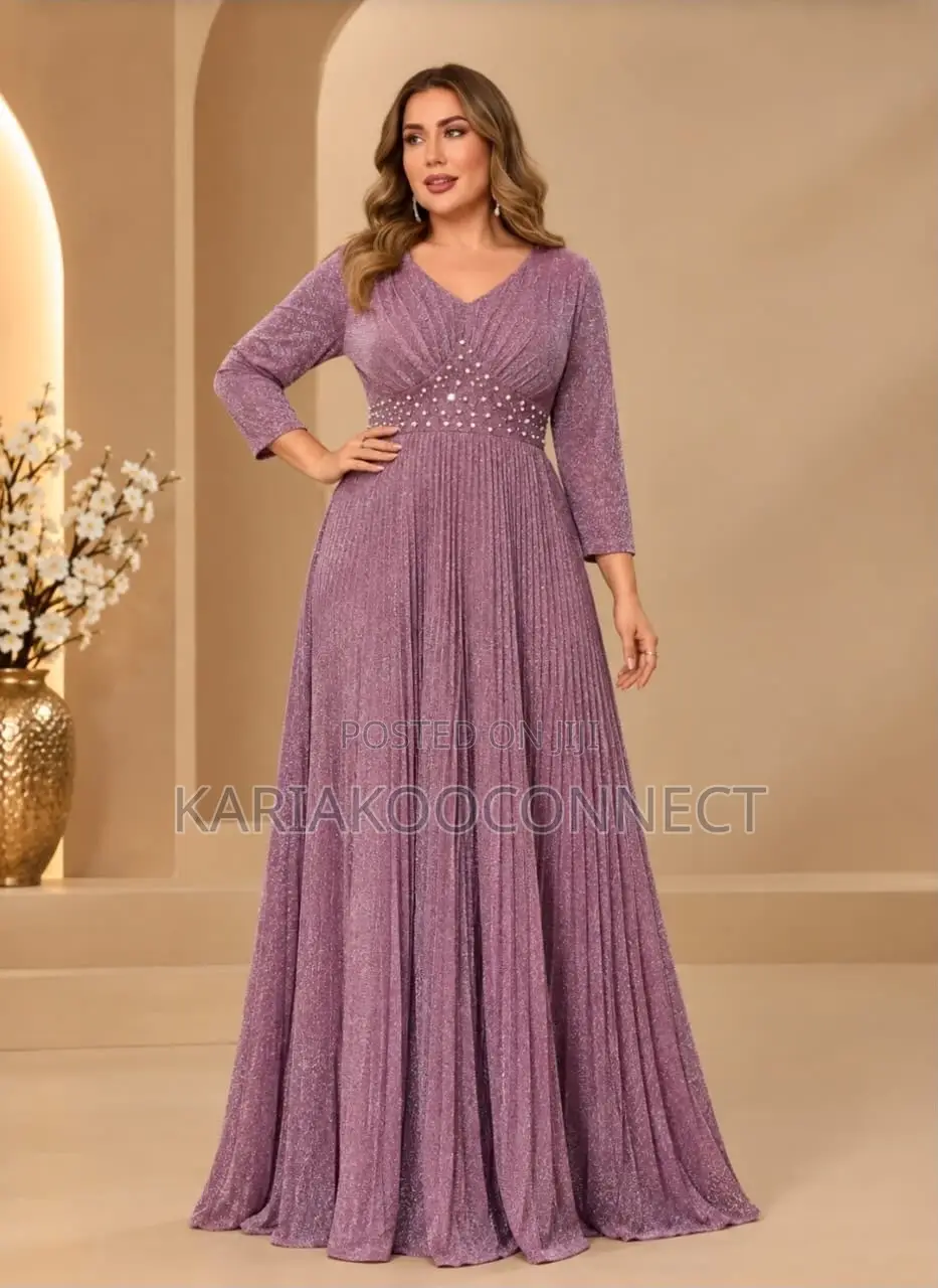 Jeweled Waist Glitter Gown
