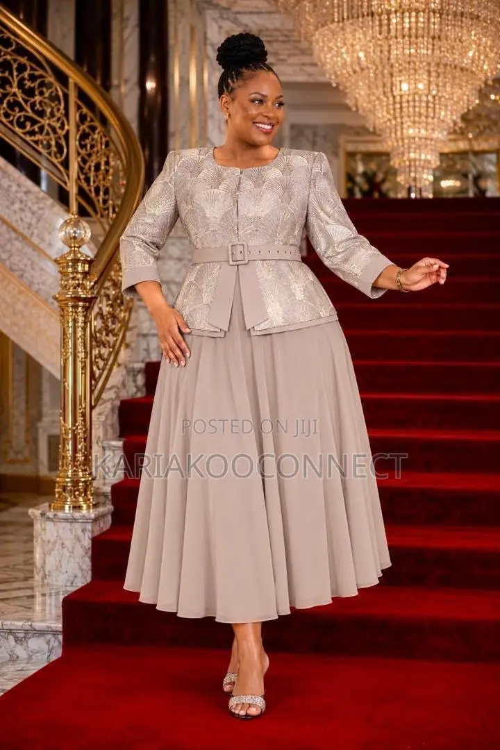 Jeweled Waist Glitter Gown