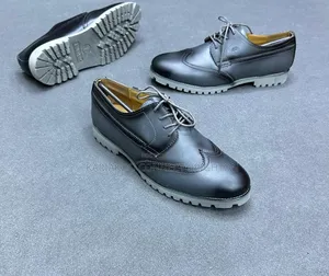 Black / Grey Lug-Sole Wingtip Shoes