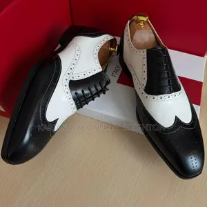 Black White Two-Tone Brogue Oxfords