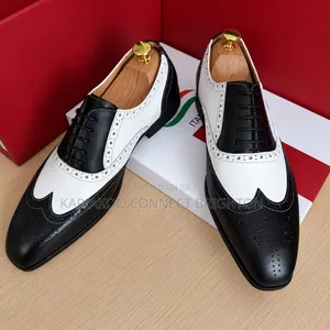 Black White Two-Tone Brogue Oxfords