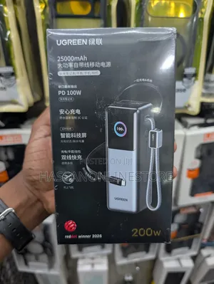 UGREEN 200W Power Bank 25000mAh Fast Charging Built-in Cable