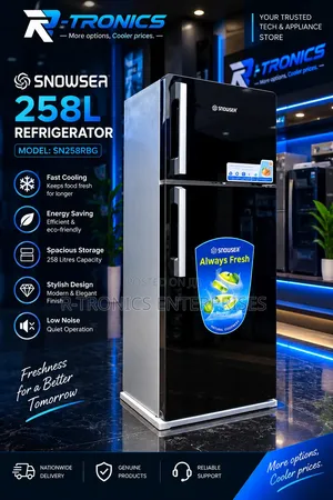 Snowsea 258l Double Door Refrigerator Black Mirror Finish