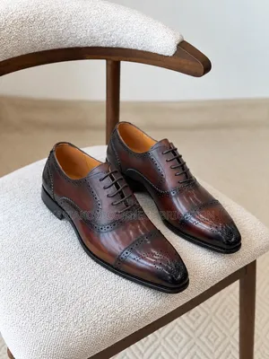 Brown Burnished Wingtip Oxfords