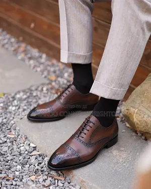 Brown Burnished Wingtip Oxfords