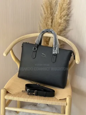 Black Jaguar Leather Briefcase / Shoulder Bag