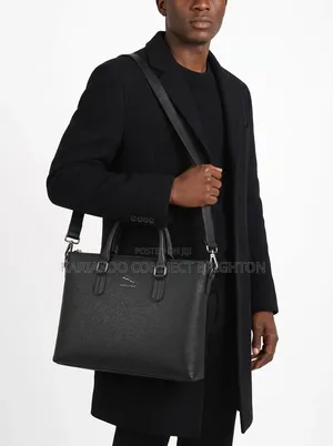 Black Jaguar Leather Briefcase / Shoulder Bag