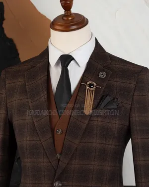 Brown Checkered 3-PC Combo Suit