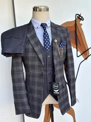 Charcoal Grey Checkered 3-PC Combo Suit