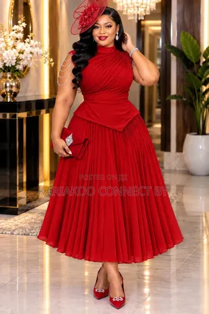 Elegant Pleated High-Neck Midi Dress Set