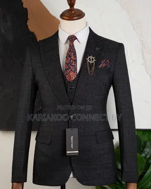 Executive Charcoal Plaid 3-Piece Suit