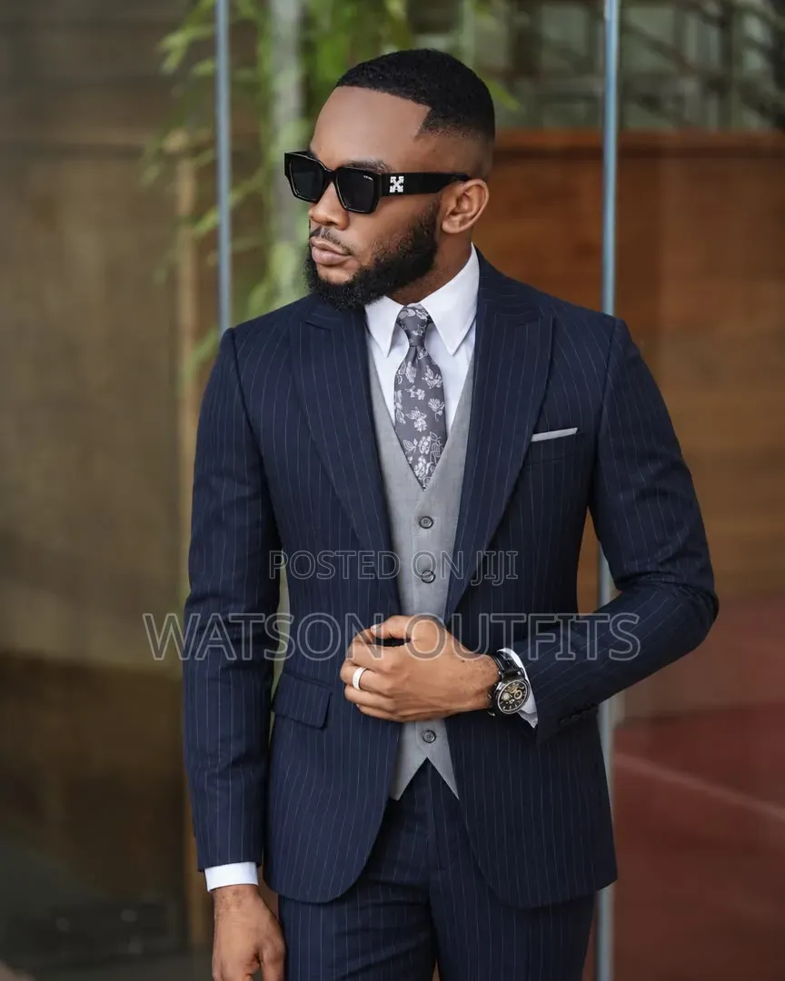 Blue Strips Men's New and Original Suits Marco Lorenzo Brand