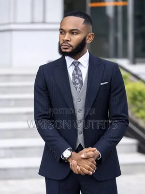 Blue Strips Men's New and Original Suits Marco Lorenzo Brand
